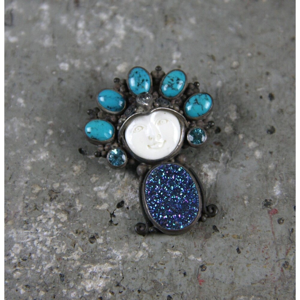 Sajen 935 Sterling Silver Pendant / Pin, made in Bali, vintage